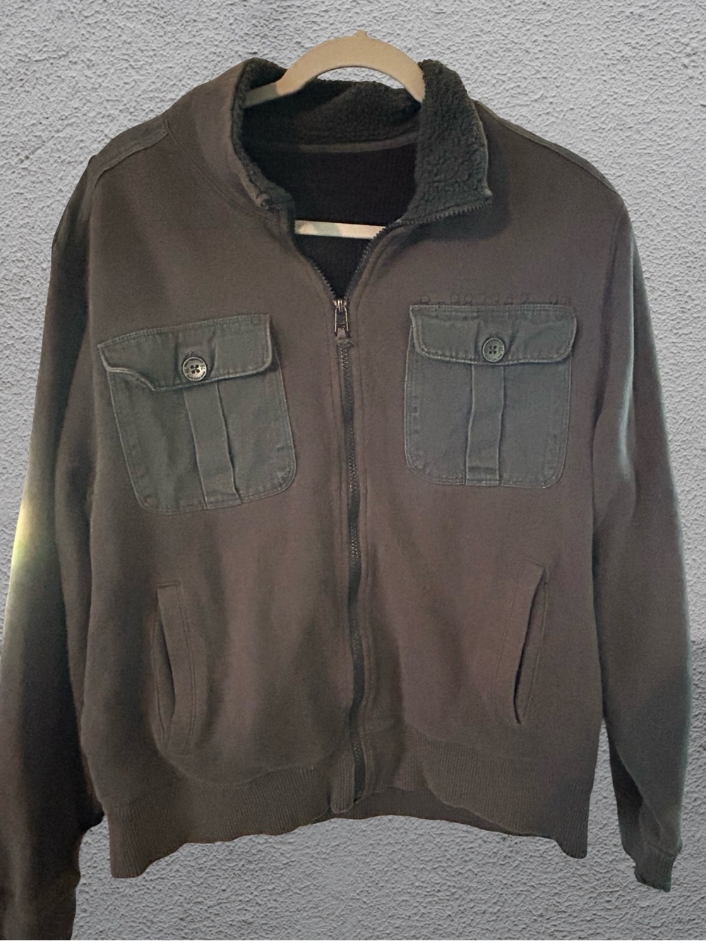 Calvin Klein Jeans Gray Military-Style Zip Front Jacket